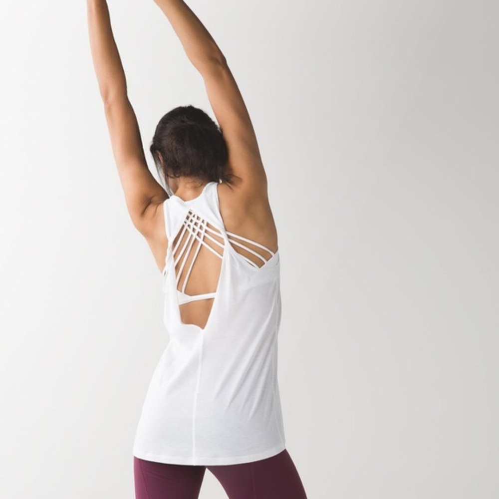 Lululemon Trapeze Twist Back tank, white, size 6